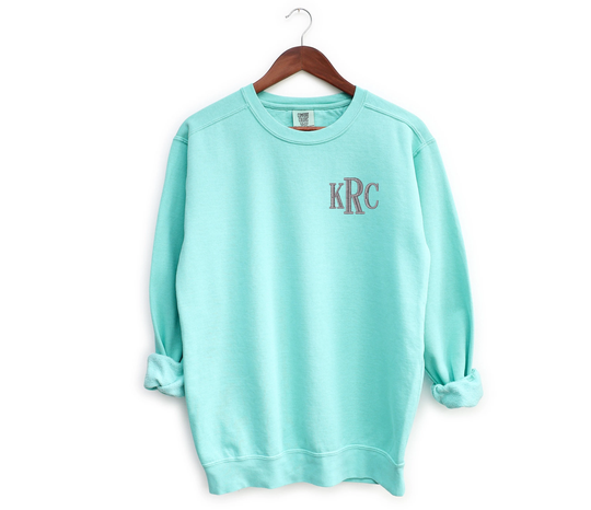 1566 Comfort Colors ® Ring Spun Crewneck Sweatshirt, Monogrammed Color Custom Pigment Dyed Sweatshirt With Initials