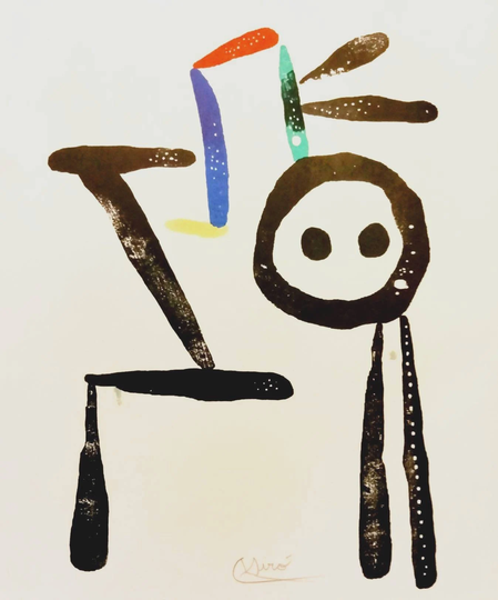 Miro, Joan. 1958 Original Woodcut Pencil Signed, Limited. Gallery Coa