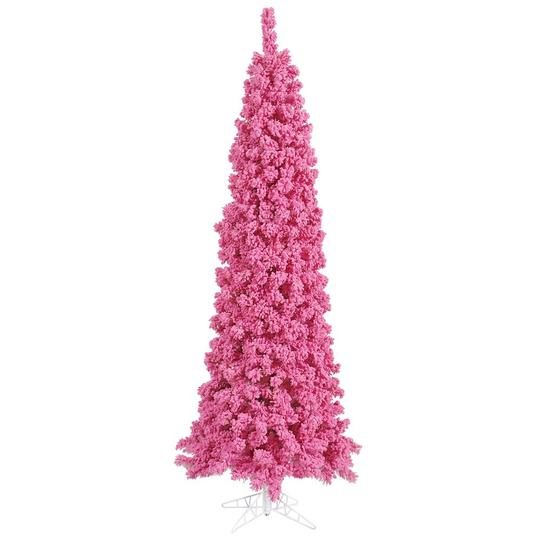 Vickerman 5.5' Flocked Pink Pencil Fir Artificial Christmas Tree, Unlit - Flocked Pink