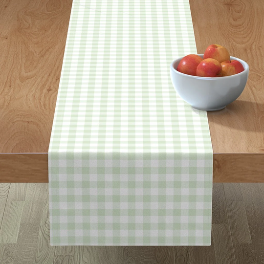 Pastel Green Gingham Table Runner - Soft By Dept 6 Buffalo Plaid Easter Spring Cotton Sateen Spoonflower