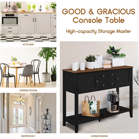 Sideboard Buffet with Storage Drawers and Large Shelf