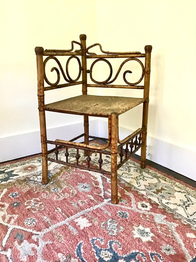 Bamboo Corner Seat Antique Victorian Chair