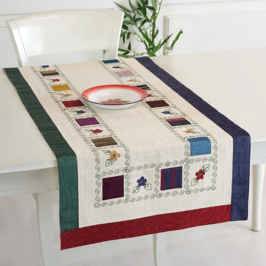 Patch Table Runner, 100% Cotton, Holiday Home Decor, Farmhouse Rustic Housewarming Gift, Gift