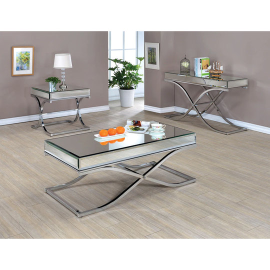Furniture of America Laja Chrome 48-inch Metal 3-piece Accent Table Set