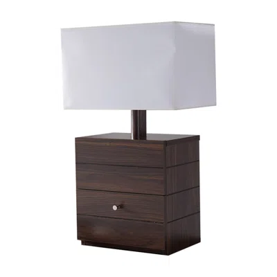 Rectangular Shade Table Lamp With 1 Drawer And Floating Plinth,Glossy White
