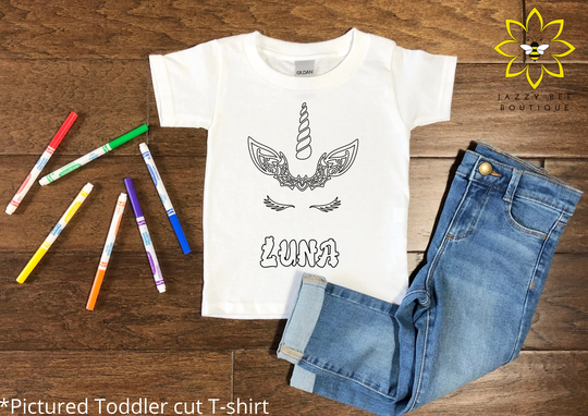 Custom Halloween Unicorn Coloring Shirt, Color Your Own Personalized Tee, T-Shirt, Bat
