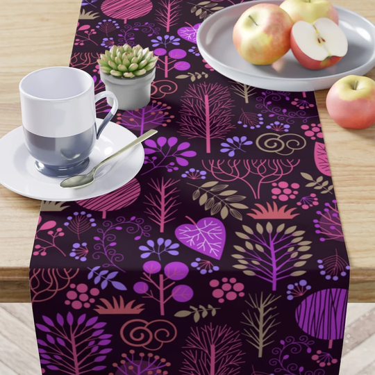 Dark Purple Table Runner - Boho Pretty Fall Tree