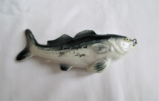 Antique Sewing Figural Celluloid Fish Shape Tape Measure Advertising Awesome Collectible Piece