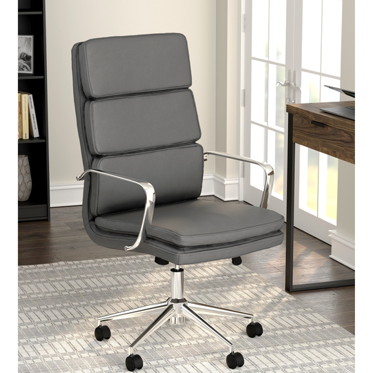 Contemporary Modern Design High Back Grey Office Chair with Chrome Base