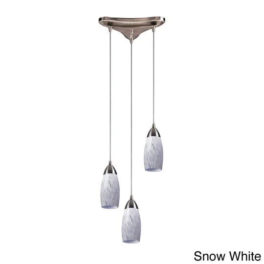 Milan 3-light Satin Nickel Pendant with Hand-blown Glass