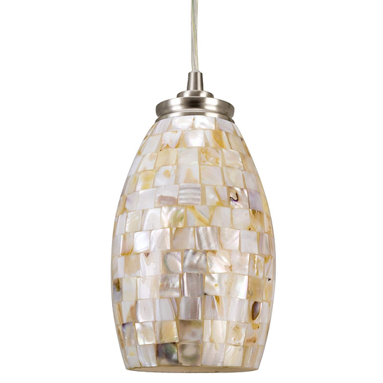 Modern industrial hand crafted mosaic glass pendant light with satin nickel finish - Multi-Color