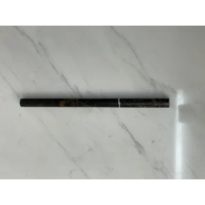 12" x 0.75" Polished Marble Pencil Liner Tile Trim in Black