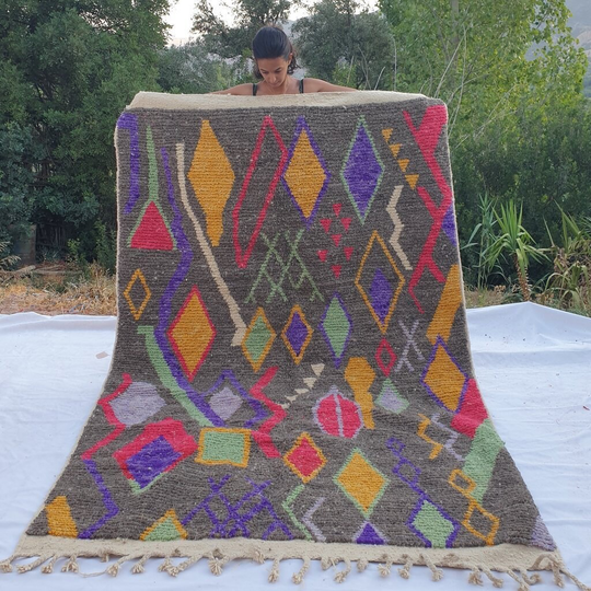 Griya | 8'8x5'7 Ft 2, 7x1, 7 M Moroccan Colorful Rug 100% Wool Handmade