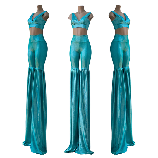 Leggings Style Stilt Pants With Starlette Bralette Set Created in Seafoam Holographic 1579236