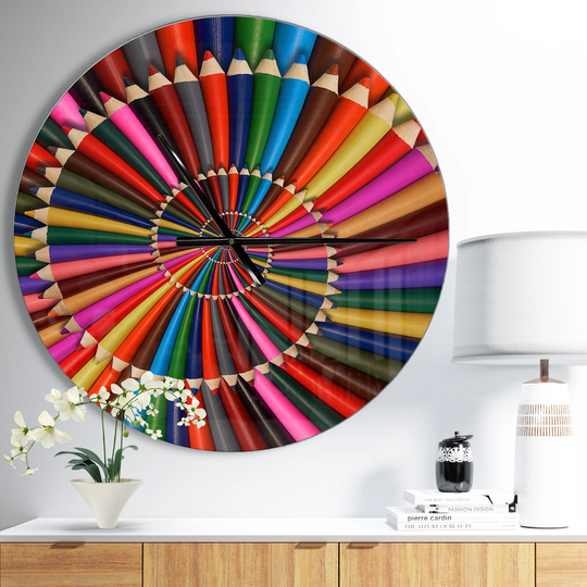 Designart 'Rainbow Pencil Spiral' Oversized Contemporary Wall CLock