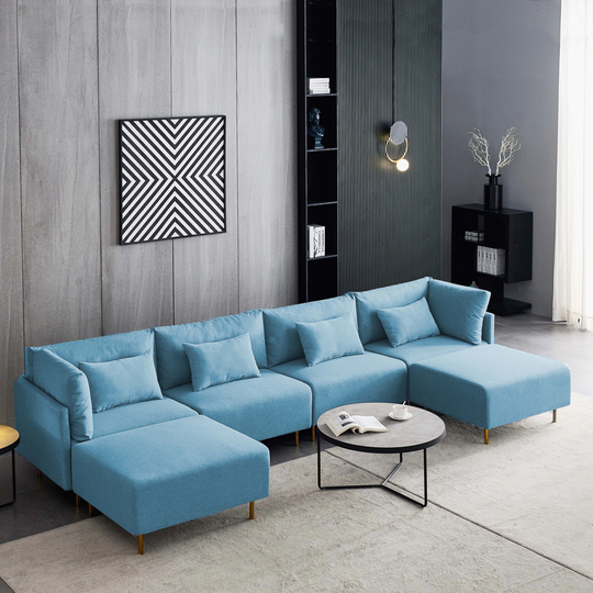 Convertible Sectional Sofa Set U-shaped Sofa Couch w/ Reversible