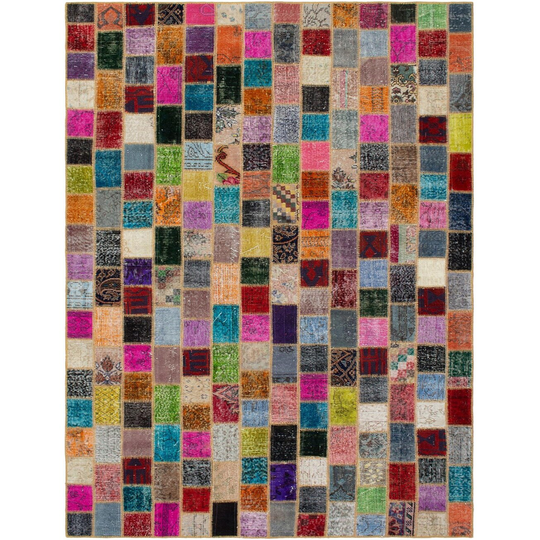 ECARPETGALLERY Hand-knotted Color Transition Patchwork Multi Wool Rug - 6'8 x 9'7
