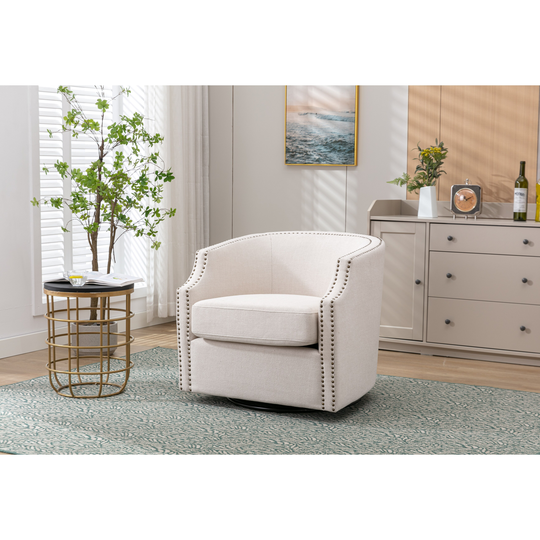 28" Swivel Chair Living Room Chair with Metal Base, fabric