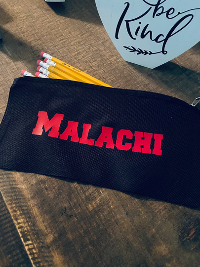 Personalized Pencil Bag, Black Back To School, School Supplies Labels