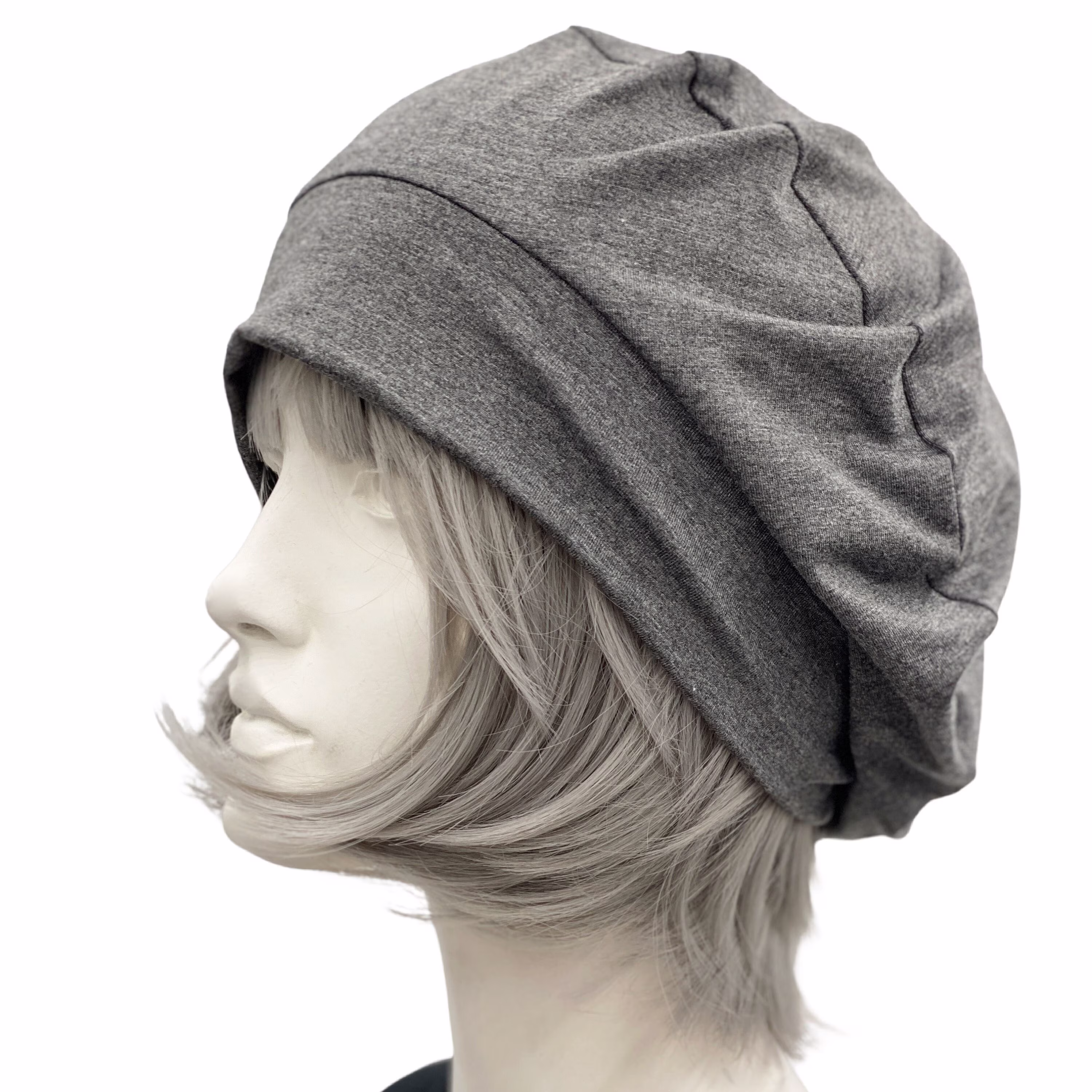 Summer Beret, Hats Women, Charcoal Gray, Khaki Or Black, Lightweight & Soft Stretch Knit, Satin Lined Chemo Headwear