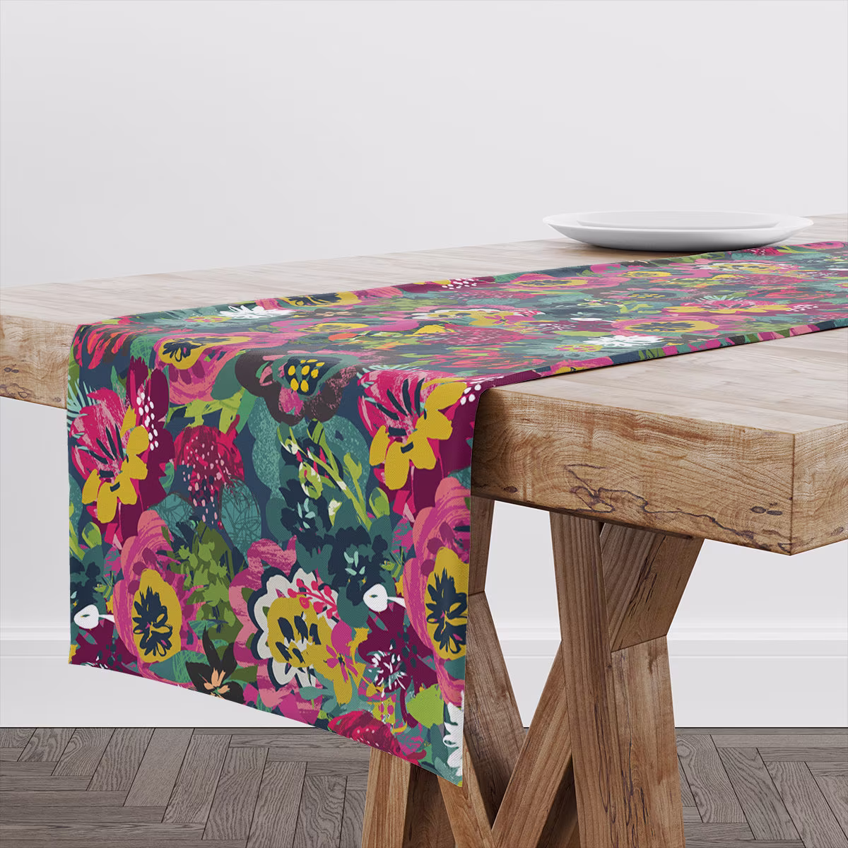 Table Runner Modern Floral Abstract | Unique Design Decor High Quality Textile & Print Made in Eu