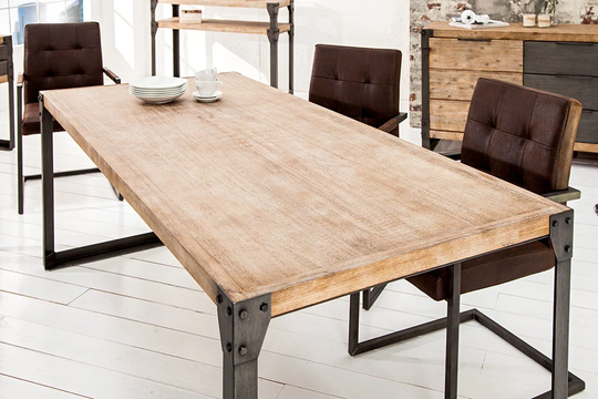 Rustic Metal Leg Solid Table, Handmade Wooden Custom Size Farmhouse Kitchen Modern Dining Table, Handmade Furniture