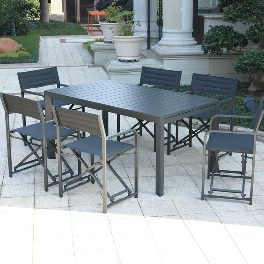 Aoodor All-aluminum Stretch Table with Wood Grain Top Stretchable to Save Space - N/A