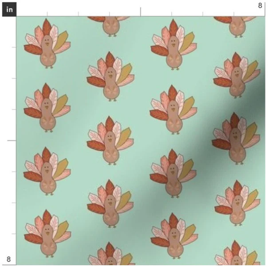 Turkey Fabric By The Yard | Holiday Bird Fall Thanksgiving Autumn Harvest Custom