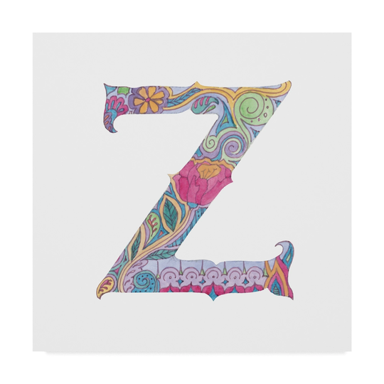 Green Girl Canvas 'Z' Canvas Art - Multi-color