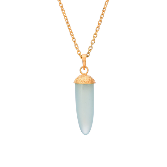Aqua Onyx 14K Gold Vermeil Over Sterling Silver Pencil Pendant