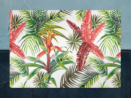Juicy Tropical Jungle Chair Mat, Red Vinyl Floor Green Protective Exotic Splat Pad, Flooring, Kids Room Rug