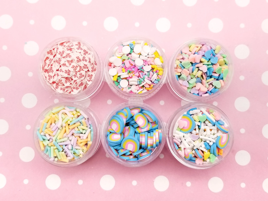 1 Six Tier Tower Pastel Cereal Milk Rainbow Themed Polymer Sprinkle Mix-In Sets, Resin Embellishments, Nail Art Kits