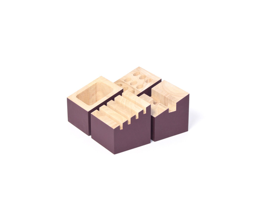 O Office Storage Units With Card Holder, Pencil Holder & Telephone in Rubberwood Purple Color