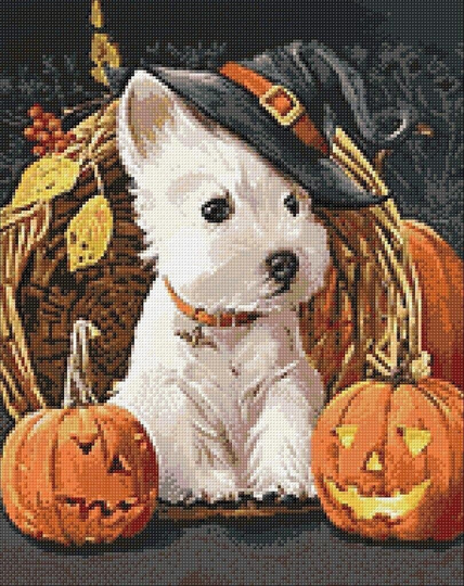 Halloween Dog Diamond Painting Set By Wizardi. Wd188 Art Kit. Large Kit