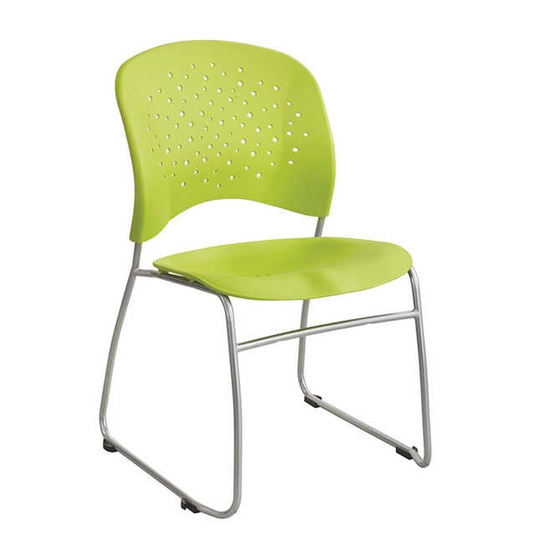 Safco Reve Sled Base Guest Chair with Round Back and Glides, Green - 2 Pack