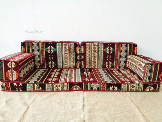 Oriental Floor Seating Sofa, Arabic Style Majlis Sofa Set, Couch, Ethnic Sofa, Bohemian Furniture, Living Room Sofa, Floor