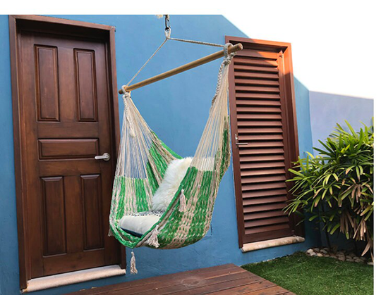 Chair Hammock Hand Woven Cotton Sitting Traditionally Made Mayan Fair Trade + Free Shipping From Maui Hi