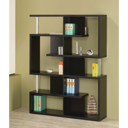 Transitional Black 10-shelf Bookcase