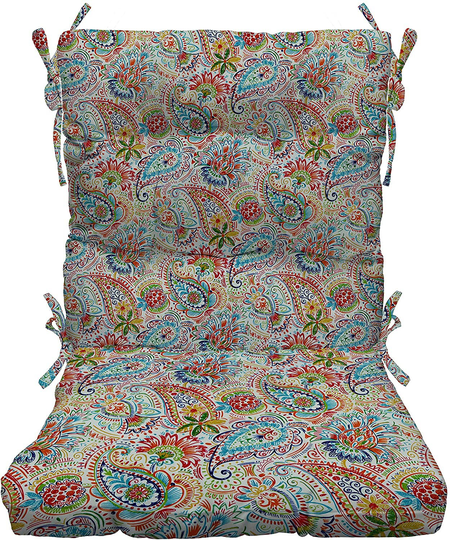Rsh Décor Indoor Outdoor Tufted High Back Chair Cushion - Thin Line Paisley