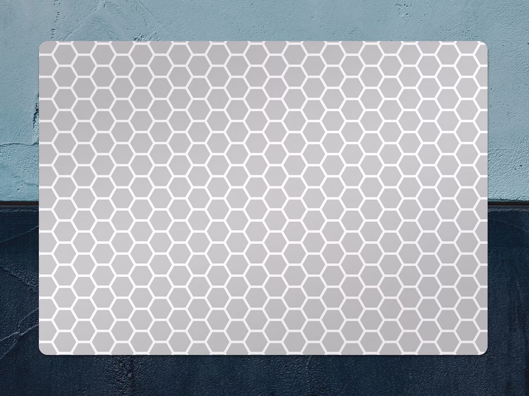 Gray Honeycomb Chair Mat, Beige Vinyl Floor White Protective Geometric Splat Office Decor, Room Rug, Gift Idea