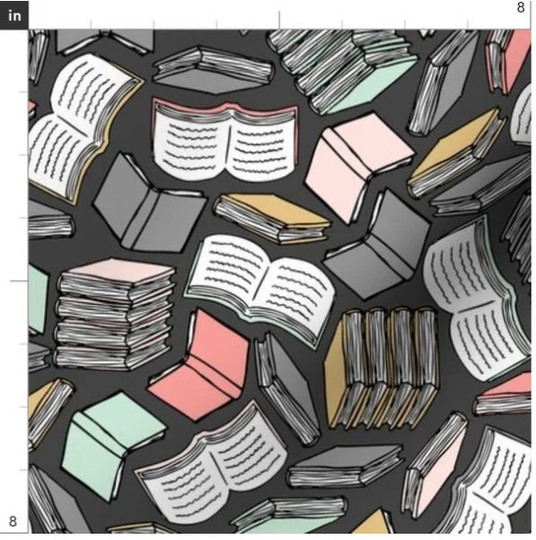 So Many Books Fabric By The Yard | Back To School Textbooks Library Custom Print Order