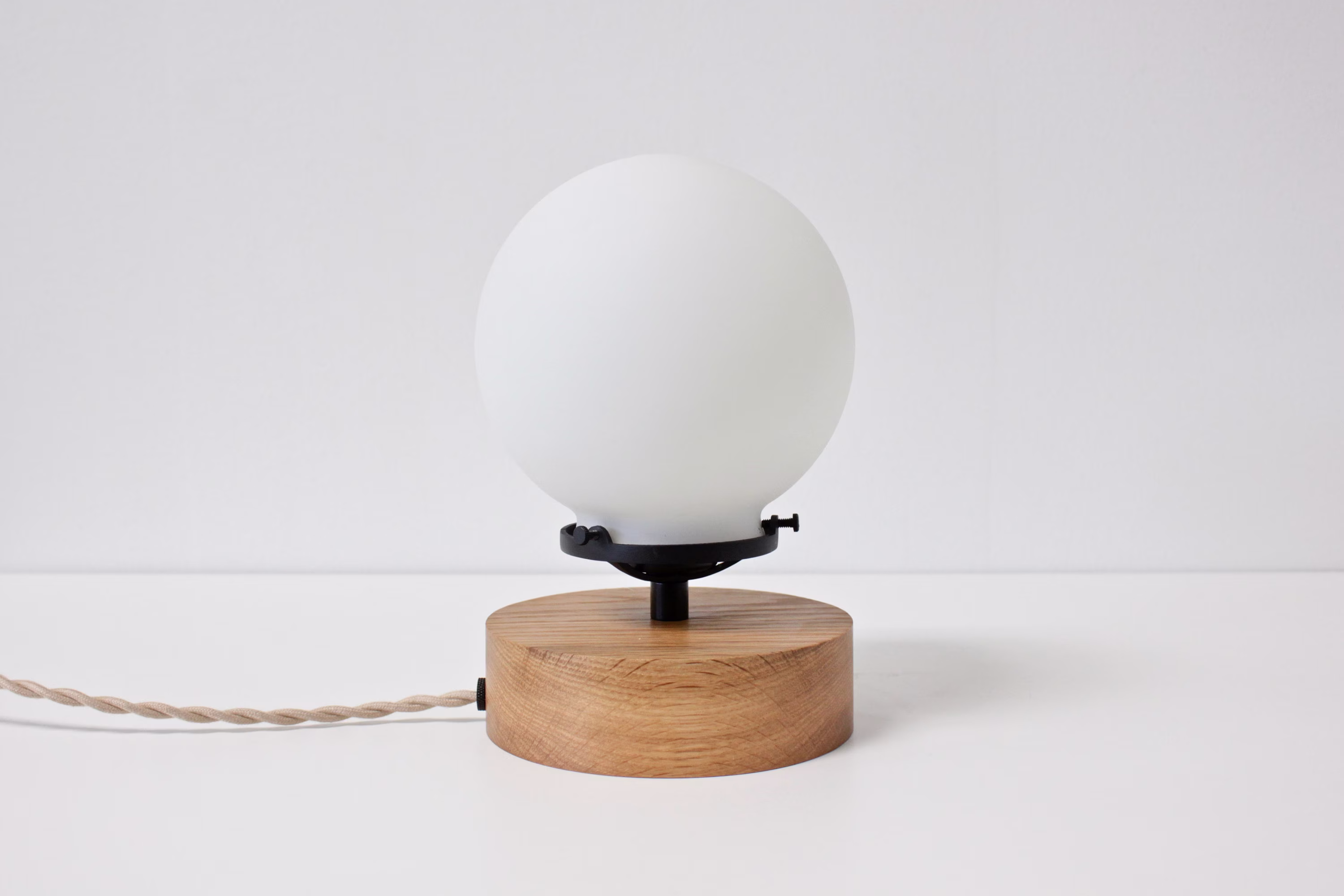 Wood Table Lamp, Desk Bedside Light, Globe Mid Century Lamp