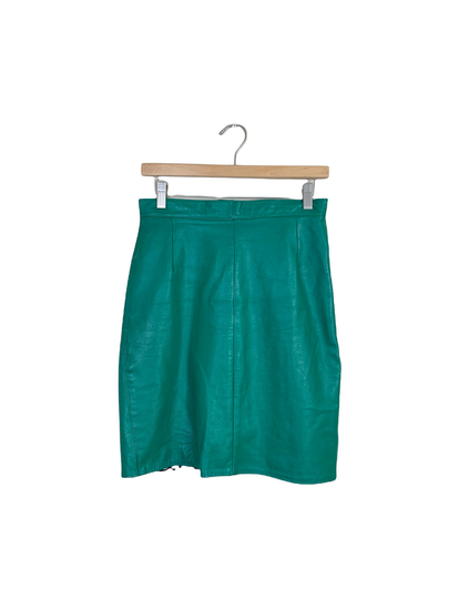 Vintage Emerald Green Leather Pencil Skirt