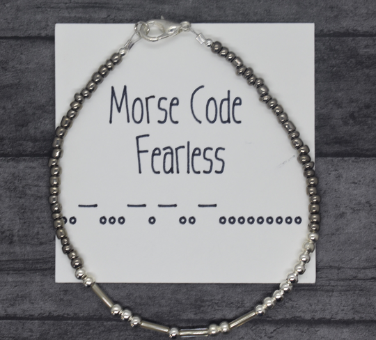 Morse Code Bracelet, Friendship Bracelets, Bead Seed Silver Gift For Her, Fearless Bracelets