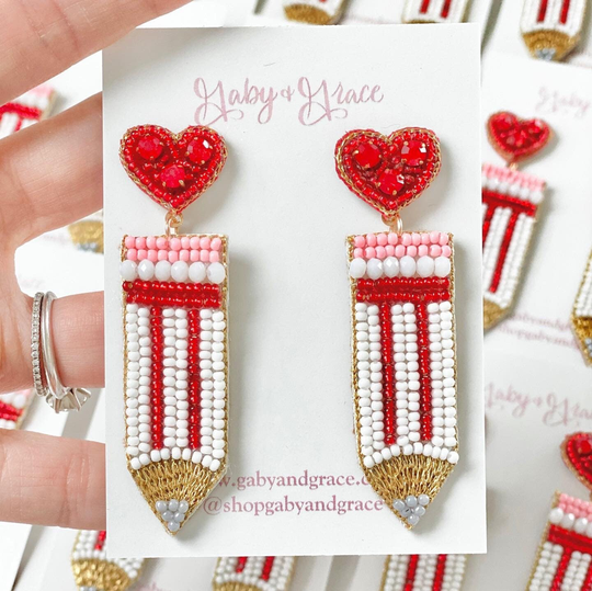 Teacher Love Pencil Earrings, Gifts, Back To School Gifts, Appreciation, Valentines Gifts