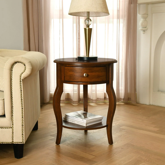 Side Table Living Room Rustic End Table with 1 Drawer