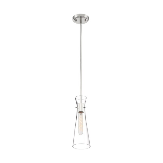 Bahari 1-Light Mini Pendant Fixture - Polished Nickel Finish with Clear Glass - Polished Nickel - Polished Nickel