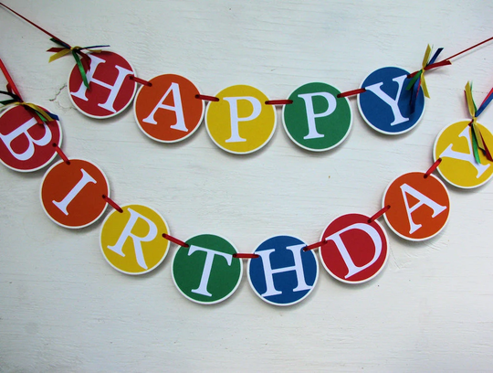 Happy Birthday Banner, Primary Colors Party Decorations, Multi-Color Decor, Kids Ideas, Circus, Crayons, Rainbow