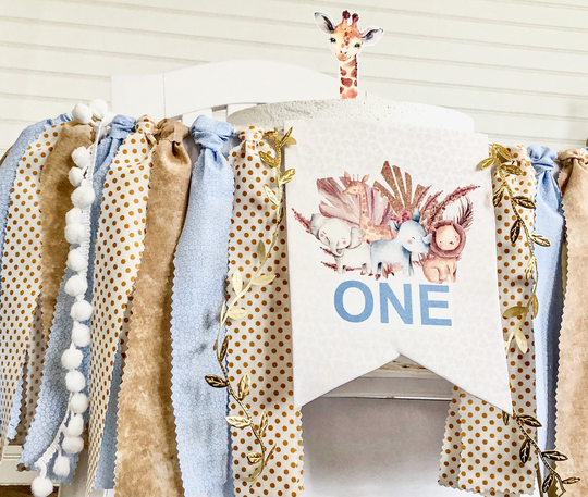 Safari Birthday High Chair Tutu, Jungle Banner, Zoo Animal Print, Wild One, 1st Cake Smash