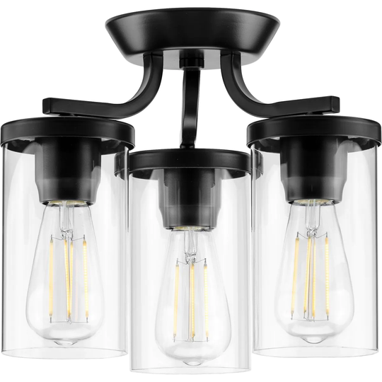 Lassiter Collection Black Three-Light Semi-Flush Mount - 10.500" x 16.250" x 15.620"